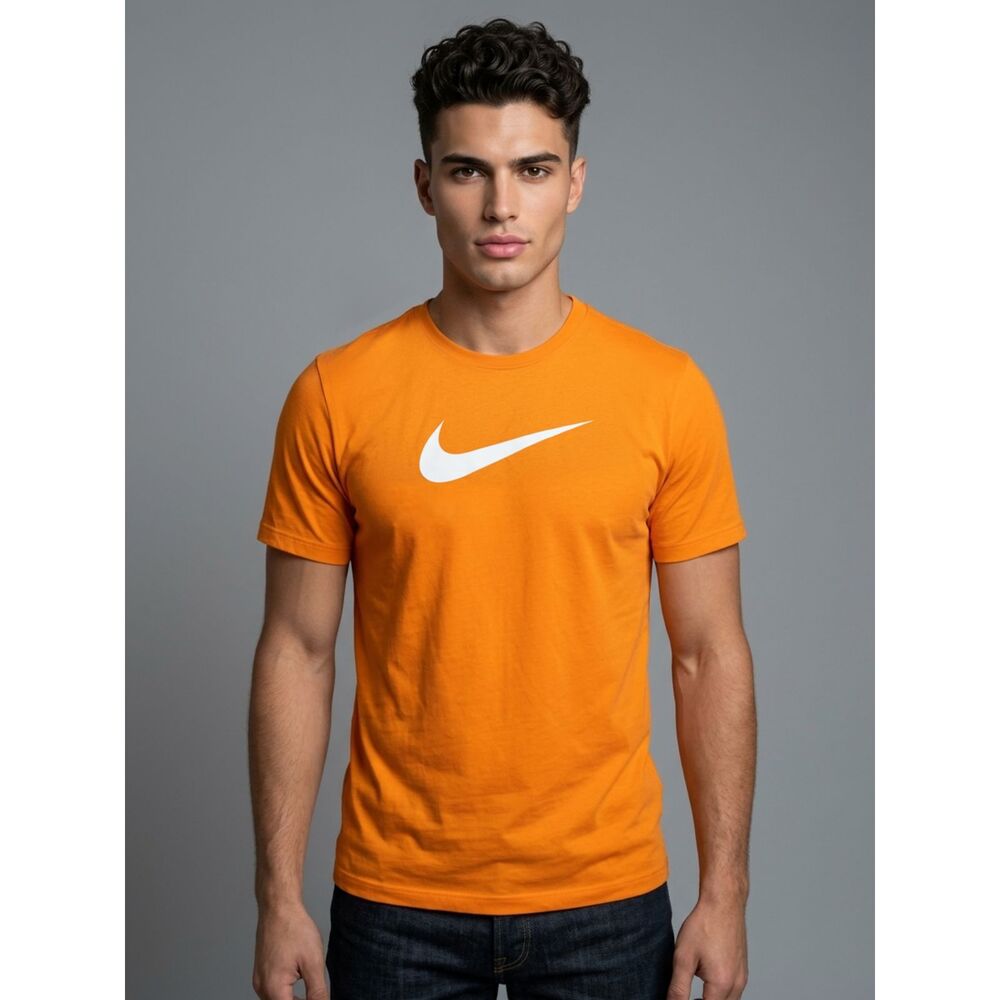 Nike Dri-FIT The Nike Tee Yellow Short Sleeve Big Swoosh Graphic Shirt L